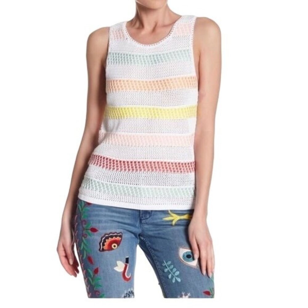 Alice + Olivia Womens Multicolor Trinity Textured Knit Tank Top Size XSmall